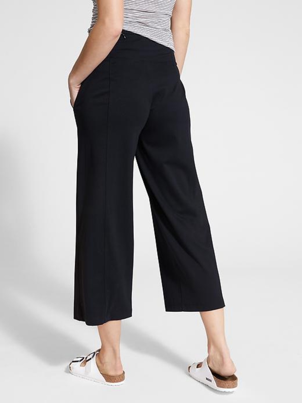 NWOT Athleta Globetrotter Ankle Crop Black Wide-Leg Pull-On Perfect Pants! Large